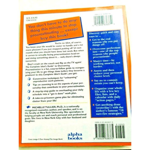 The Complete Idiots Guide To Overcoming Procrastination By Michelle Tullier Ph.D - Picture 2 of 5